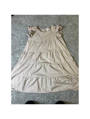 Zenana Women's Tan Ruffle Tiered Sleeveless Sundress size Small